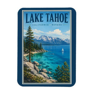 Imán Ilustración de Lake Tahoe California Nevada Viajes