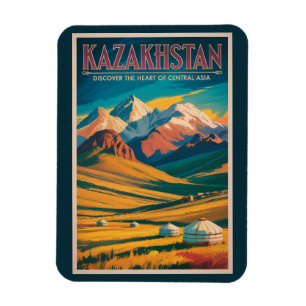Imán Ilustración de las estepas de Kazajistán Arte de v