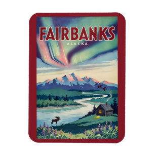 Imán Ilustración de las Luces del Norte de Fairbanks Al