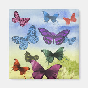 Imán Ilustracion de las mariposas color agua