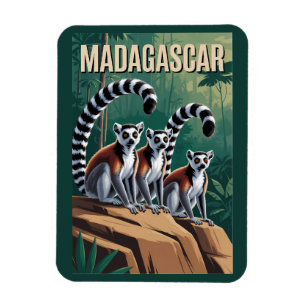 Imán Ilustración de lémures de Madagascar Arte de viaje