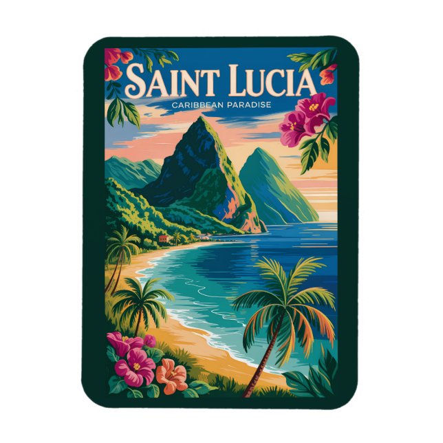 Imán Ilustración de los Pitones de Santa Lucía Arte de  (Vertical)