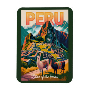 Imán Ilustración de Machu Picchu Perú Arte de Viaje Vin