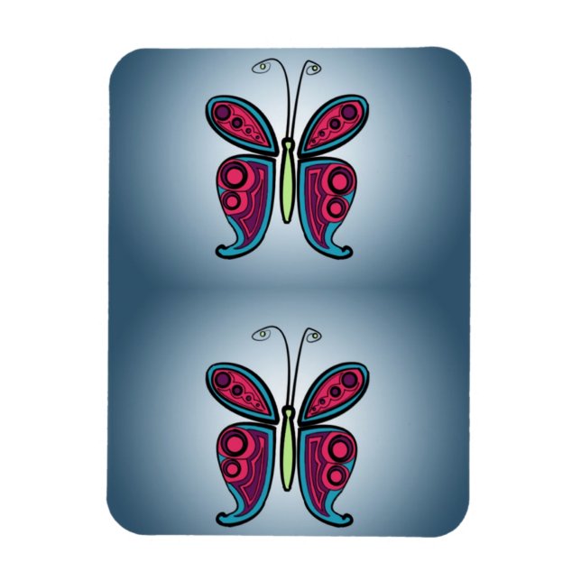 Imán Ilustración de mariposa azul (Vertical)