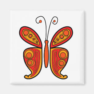 Imán Ilustración de mariposa naranja