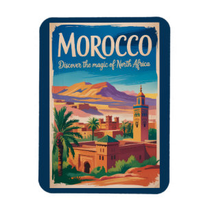 Imán Ilustración de Marruecos Arte de Viaje Vintage