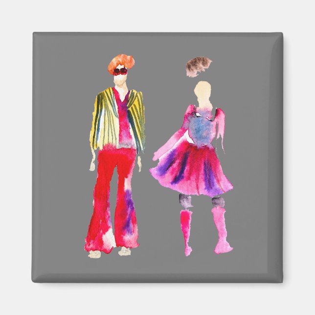 Imán Ilustracion de moda acuarela boho (Frente)