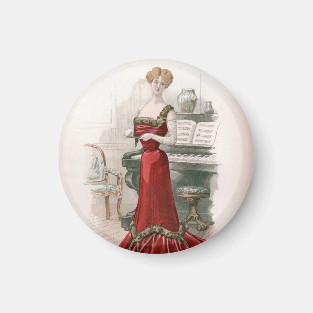 Imán Ilustracion de moda Pianista Viejo Edwardian (Frente)