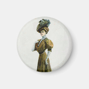 Imán Ilustracion De Moda Vintage Lady In Grapes Gorra