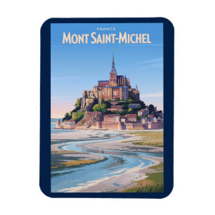 Imán Ilustración de Mont Saint Michel Arte de viaje vin