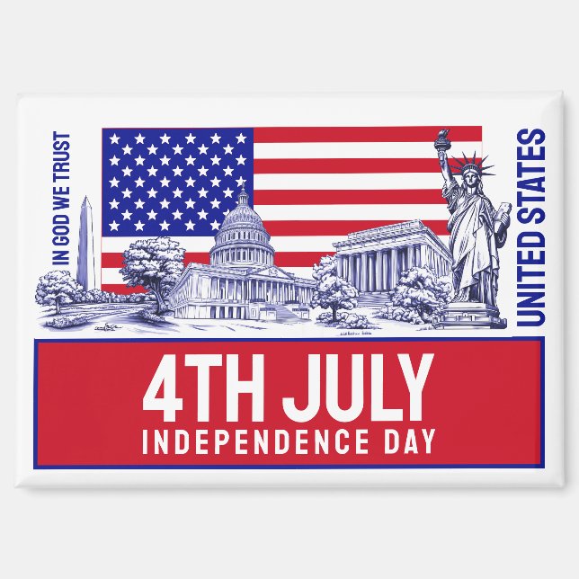 Imán ILUSTRACION de monumento a la bandera de Estados U (Anverso)