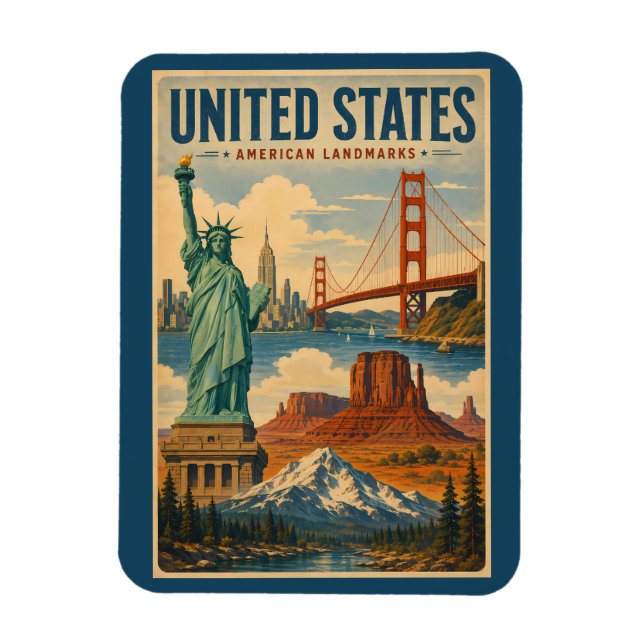 Imán Ilustración de monumentos emblemáticos de Estados  (Vertical)