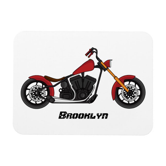 Imán Ilustracion de motocicleta estilo helicóptero (Horizontal)