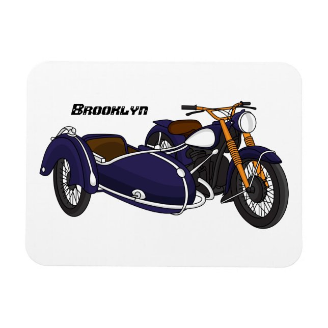 Imán Ilustracion de motocicleta púrpura de Sidecar (Horizontal)