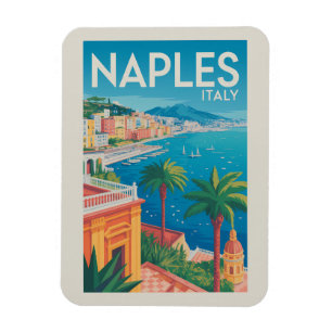 Imán Ilustración de Nápoles Italia Arte de Viaje Vintag