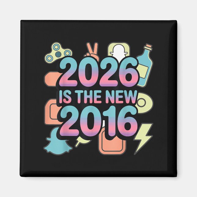 Imán Ilustración de nostalgia retro 2026 nueva 2016 (Frente)