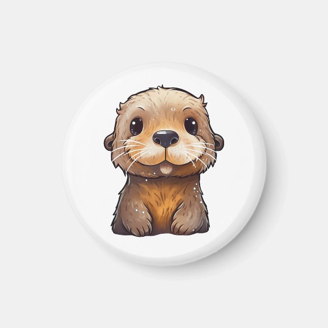 Imán ilustracion de nutria personalizado (Frente)
