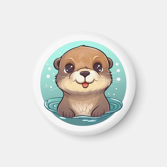 Imán ilustracion de nutria personalizado (Frente)