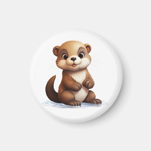 Imán ilustracion de nutria personalizado (Frente)