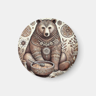 Imán Ilustración de oso decorativo