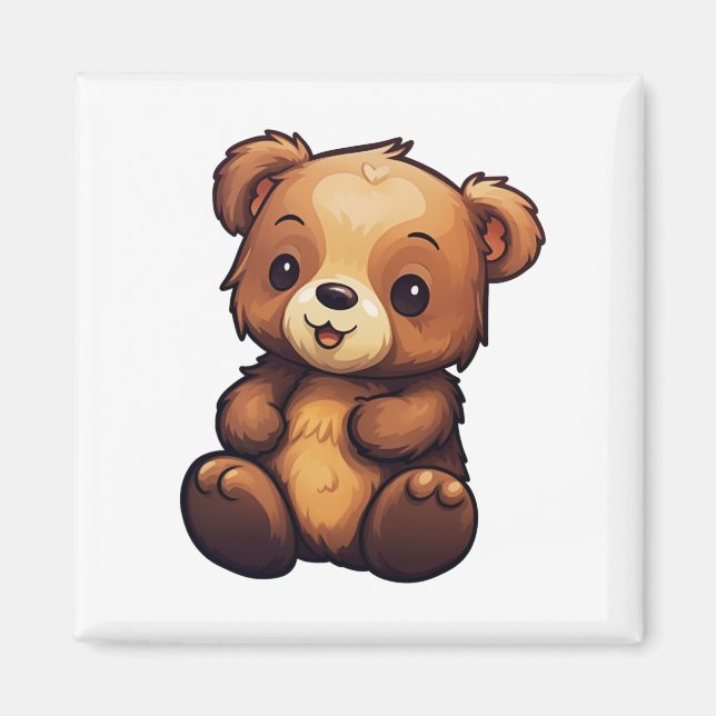 Imán ilustracion de oso personalizado (Frente)