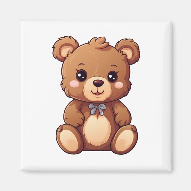 Imán ilustracion de oso personalizado (Frente)