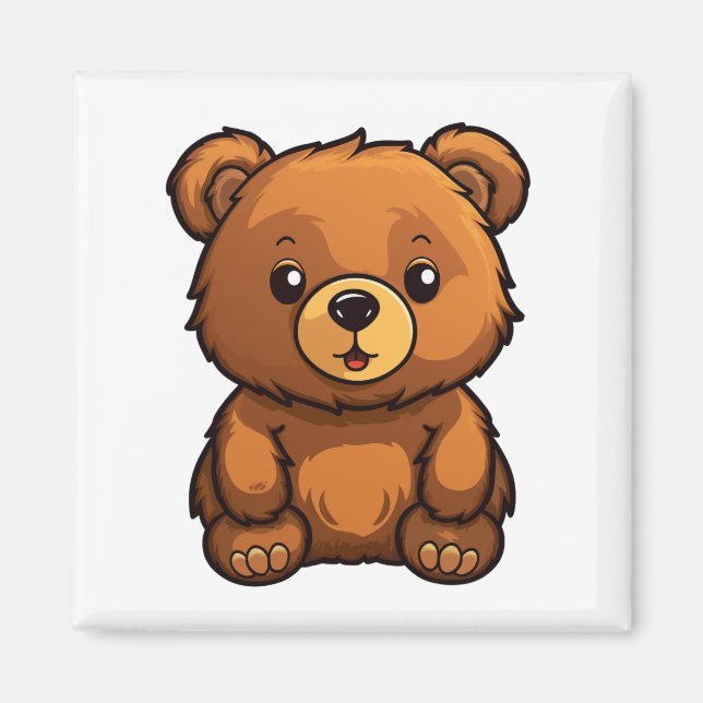 Imán ilustracion de oso personalizado (Frente)