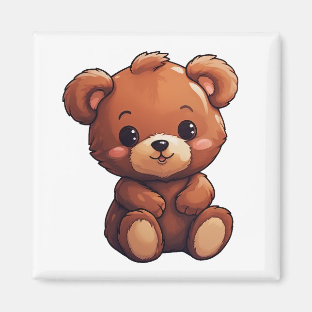 Imán ilustracion de oso personalizado (Frente)