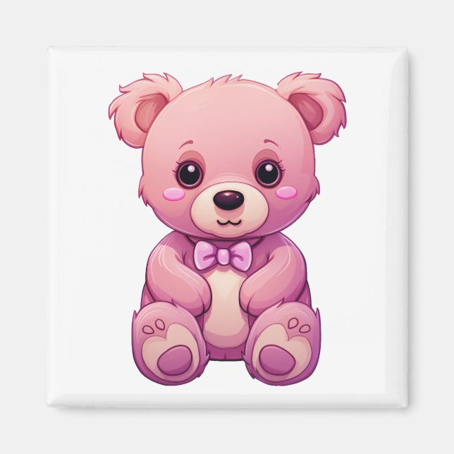 Imán ilustracion de oso personalizado (Frente)