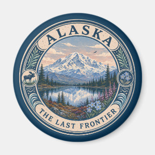 Imán Ilustración de paisaje de Alaska Arte de viaje Bad