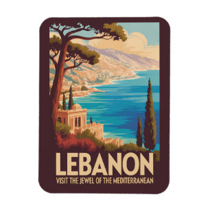 Imán Ilustración de paisaje de Líbano Arte de viaje vin