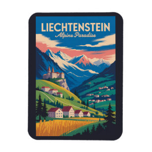 Imán Ilustración de paisaje de Liechtenstein Arte de vi