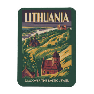 Imán Ilustración de paisaje de Lituania Arte de viaje r