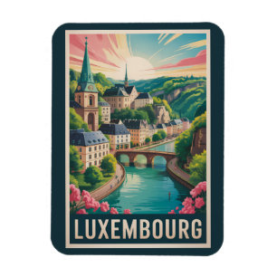 Imán Ilustración de paisaje de Luxemburgo Arte de viaje
