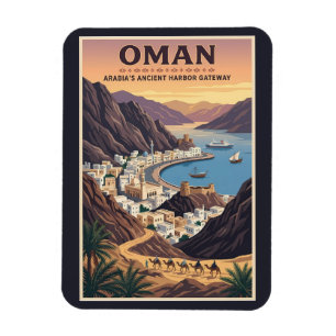 Imán Ilustración de paisaje de Omán Arte de viaje vinta