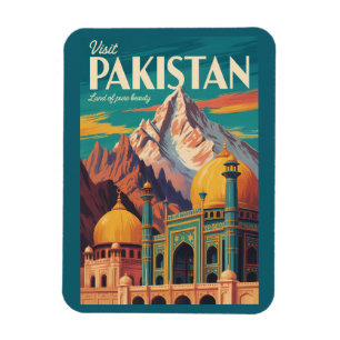 Imán Ilustración de paisaje de Pakistán Arte de viaje v