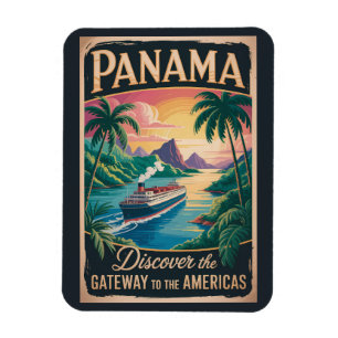 Imán Ilustración de paisaje de Panamá Arte de viaje vin