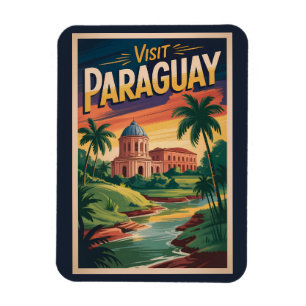 Imán Ilustración de paisaje de Paraguay Arte de viaje v