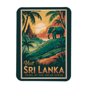 Imán Ilustración de paisaje de Sri Lanka Arte de viaje 