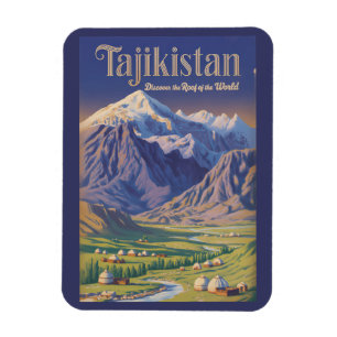 Imán Ilustración de paisaje de Tayikistán Arte de viaje