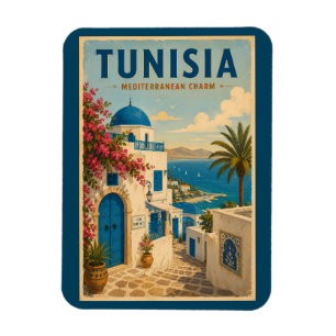Imán Ilustración de paisaje de Túnez Arte de viaje vint