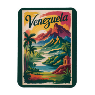 Imán Ilustración de paisaje de Venezuela Arte de viaje 