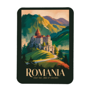 Imán Ilustración de paisaje del castillo de Rumania Art