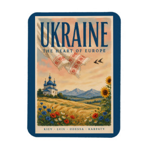 Imán Ilustración de paisaje ucraniano de Ucrania Viaje