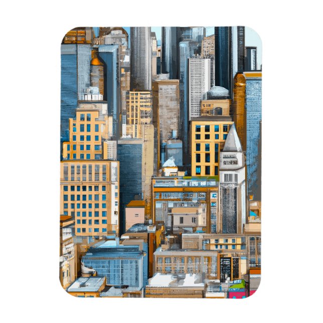 Imán Ilustracion de paisajes urbanos de Nueva York (Vertical)