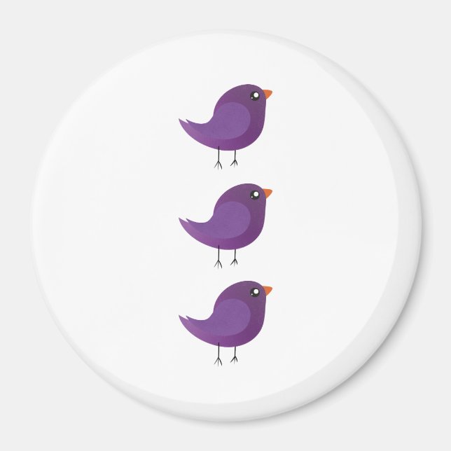 Imán Ilustración de pajarito morado lindo (Frente)