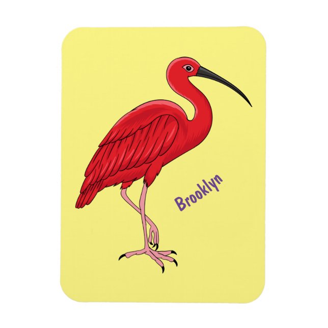 Imán Ilustracion de pájaro ibis de escarlata personaliz (Vertical)