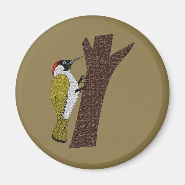 Imán Ilustracion de pájaros carpinteros verdes (Frente)