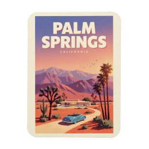 Imán Ilustración de Palm Springs California Arte de Via