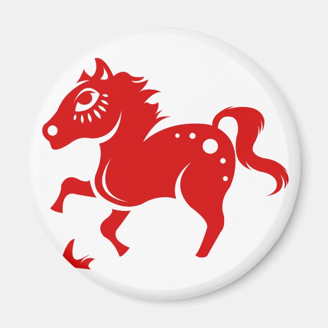 IMÁN ILUSTRACION DE PAPEL DE CABALLO ZODIAC CHINO (Frente)